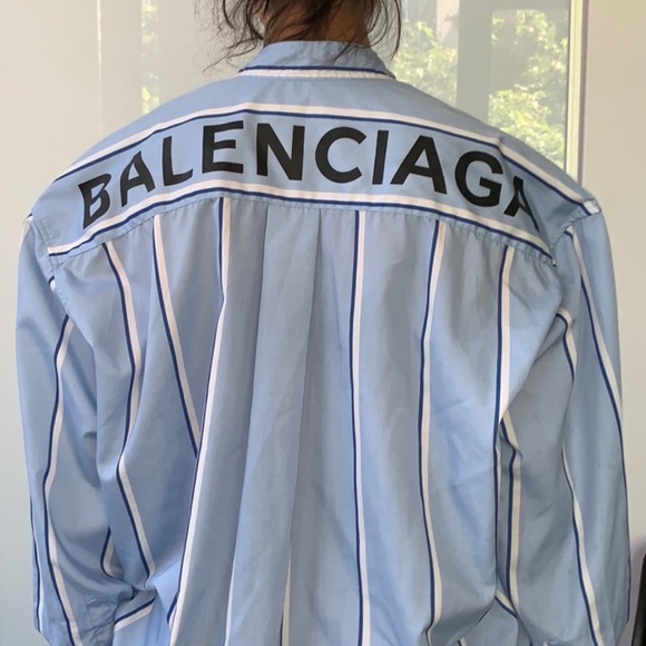 📌BALENCIAGA Oversized Striped Cotton Shirt - Picture 4 of 8